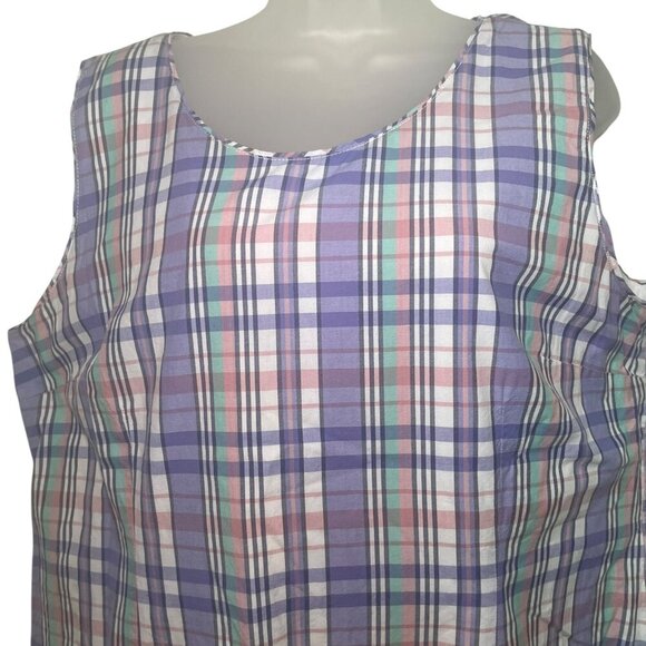 L.L. Bean Plaid Cotton Shift Dress Size 20 Sleeveless Knee Length - Picture 5 of 6